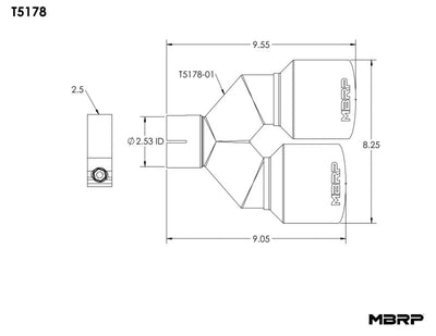 MBRP Universal T304 SS Dual Tip 4in OD/2.5in Inlet