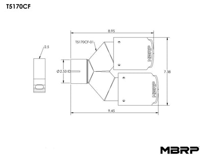 MBRP Universal Carbon Fiber Dual Tip 3.5in OD/2.5in Inlet