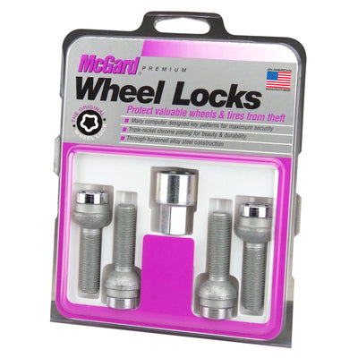 McGard Wheel Lock Bolt Set - 4pk. (Radius Seat) M14X1.5 / 17mm Hex / 45.0mm Shank Length - Chrome