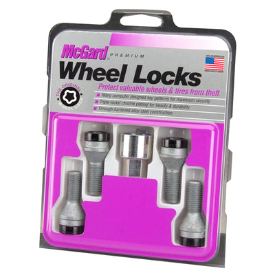 McGard Wheel Lock Bolt Set - 4pk. (Cone Seat) M14X1.25 / 17mm Hex / 27.3mm Shank Length - Black