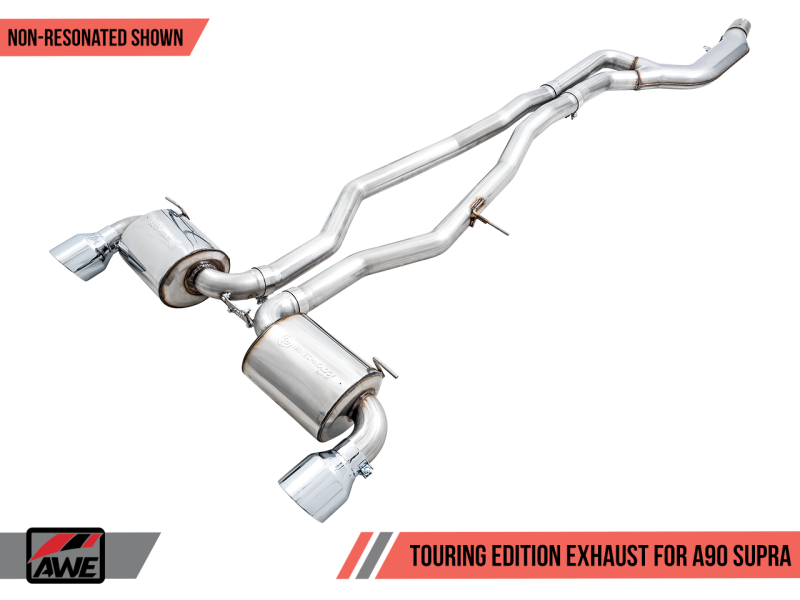 AWE 2020 Toyota Supra A90 Non-Resonated Touring Edition Exhaust - 5in Diamond Black Tips