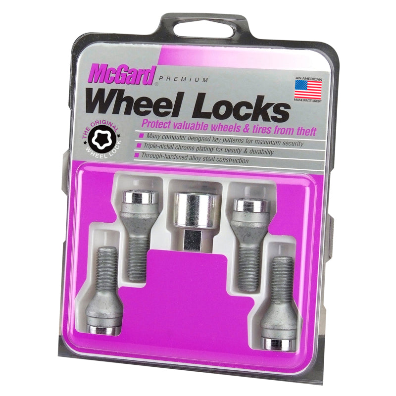 McGard Wheel Lock Bolt Set - 4pk. (Cone Seat) M12X1.25 / 19mm Hex / 25.6mm Shank Length - Chrome