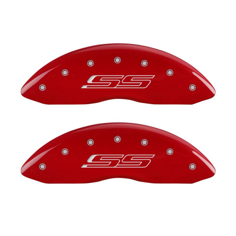 MGP 4 Caliper Covers Engraved Front & Rear Gen 5/SS Red finish silver ch