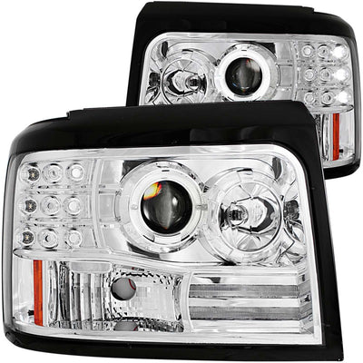 ANZO 1992-1996 Ford F-150 Projector Headlights w/ Halo Chrome w/ Side Markers and Parking Lights