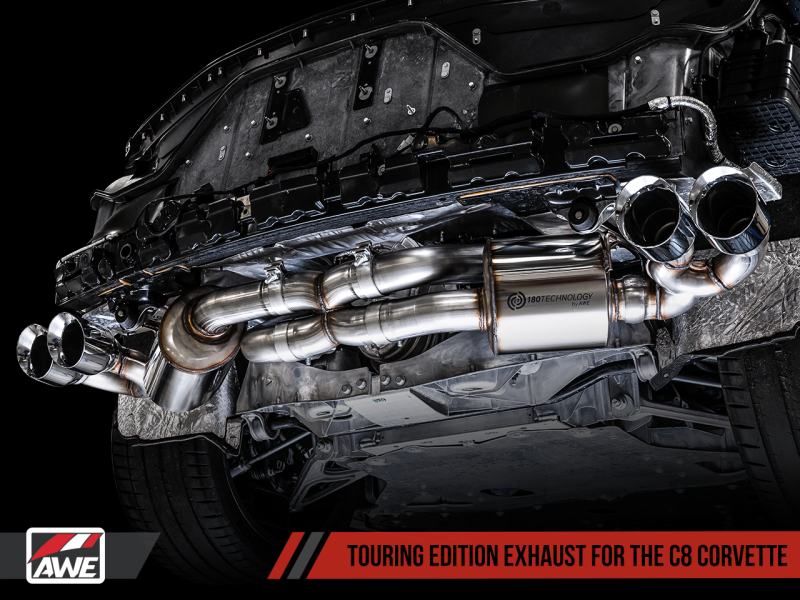 AWE Tuning 2020 Chevrolet Corvette (C8) Touring Edition Exhaust - Quad Diamond Black Tips