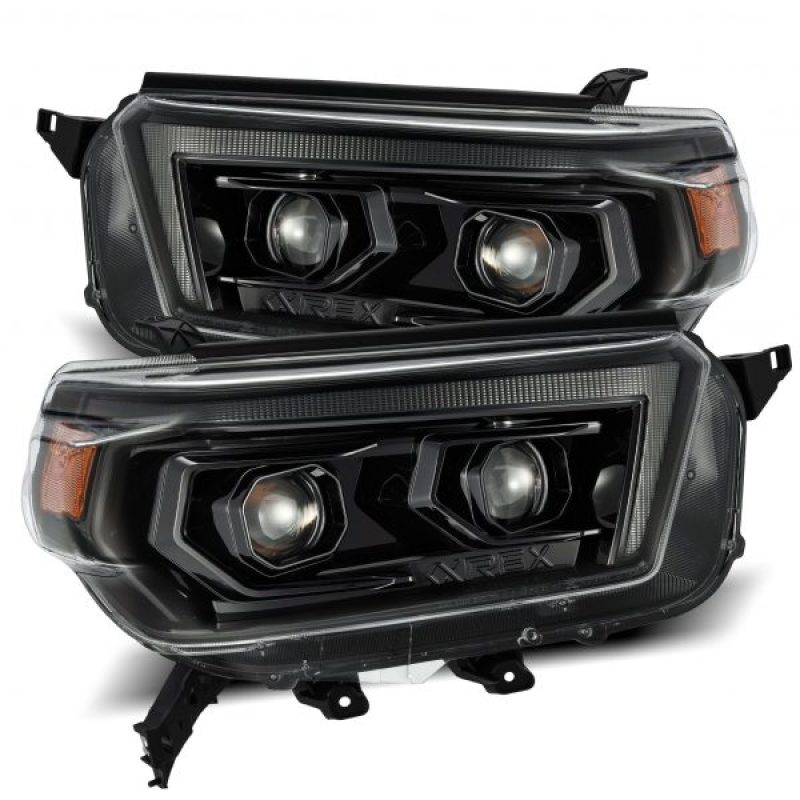 AlphaRex 10-13 Toyota 4Runner LUXX LED Proj Headlights Plank Style Alpha Black w/Seq Signal/DRL